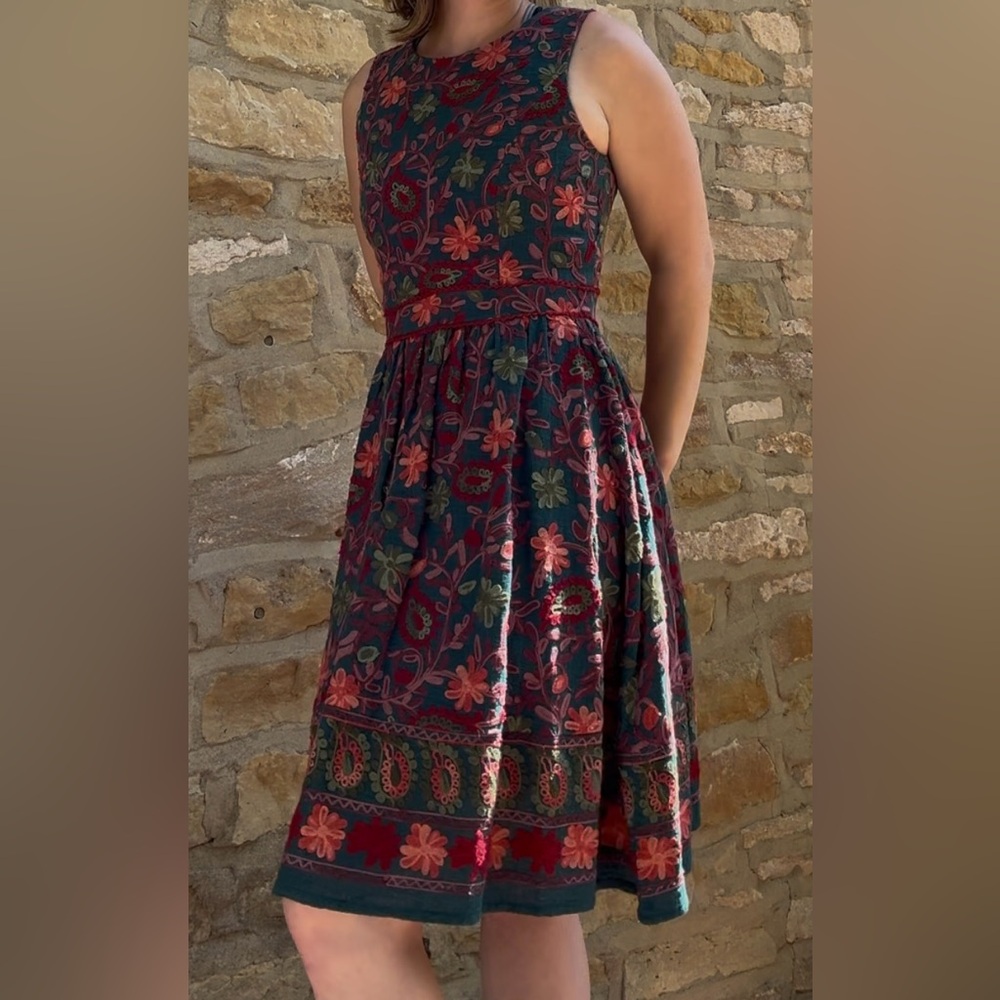 Anthropologie Adelyn Rae Needlepoint Garden Dress - Picture 3 of 5